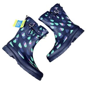 WESTERN CHIEF Dottie Downpour navy rubber rain boots NWT